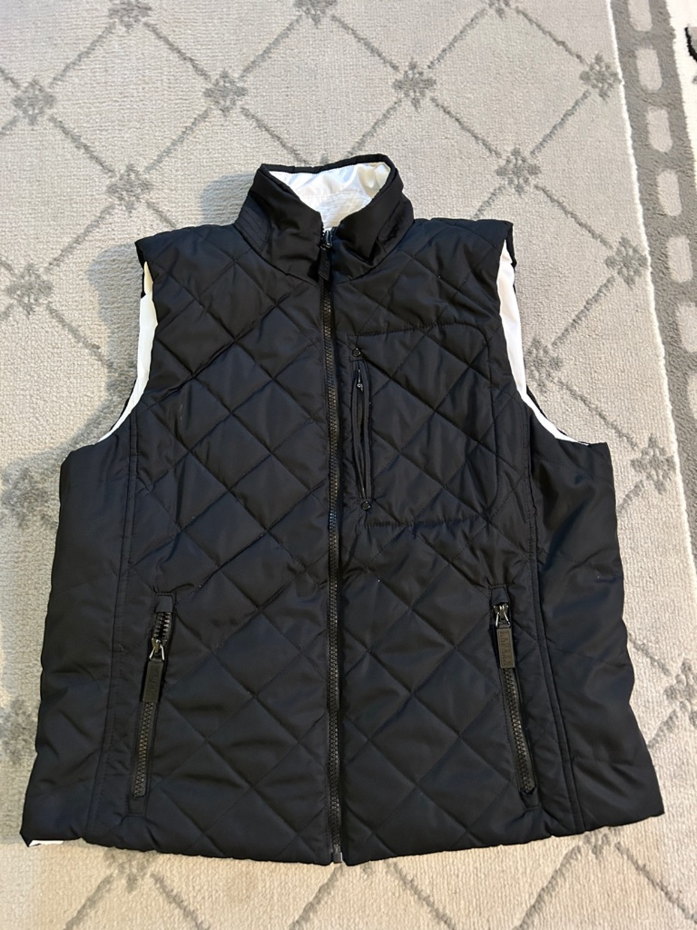 Lauren Ralph Lauren Black White Quilted Reversible  Vest
